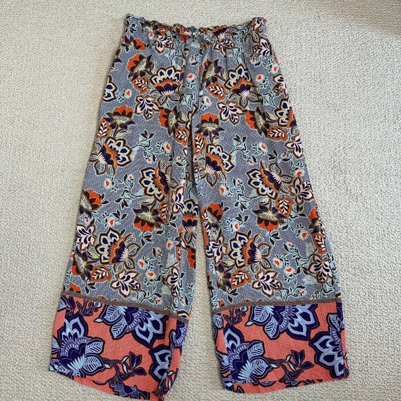 Loft Pull on Wide Leg Pants size S Floral Pockets Paper Bag - Picture 1 of 10